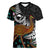 New Zealand Fern and Australia Emu Women V-Neck T-Shirt Aboriginal Mix Maori Pattern