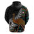 New Zealand Fern and Australia Emu Zip Hoodie Aboriginal Mix Maori Pattern