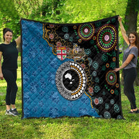 Fiji Palm Tree and Australia Kangaroo Quilt Aboriginal Mix Tapa Pattern