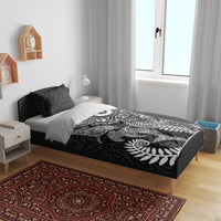 Aotearoa Maori Sea Animals Tribal Bedding Set Manta Ray and Shark Moko Pattern Black Color