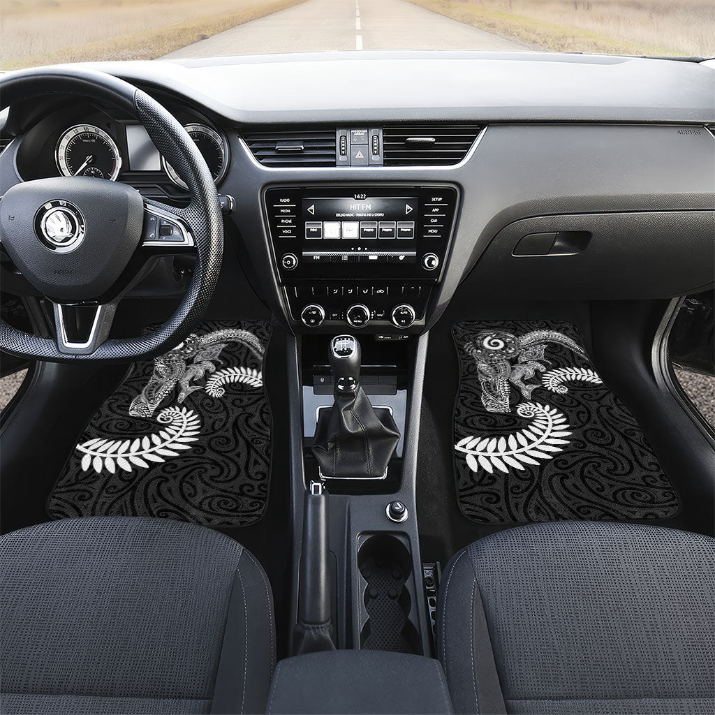 Aotearoa Maori Sea Animals Tribal Car Mats Manta Ray and Shark Moko Pattern Black Color