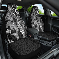 Aotearoa Maori Sea Animals Tribal Car Seat Cover Manta Ray and Shark Moko Pattern Black Color