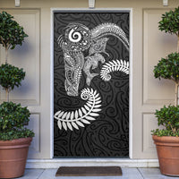 Aotearoa Maori Sea Animals Tribal Door Cover Manta Ray and Shark Moko Pattern Black Color