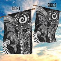 Aotearoa Maori Sea Animals Tribal Garden Flag Manta Ray and Shark Moko Pattern Black Color