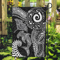 Aotearoa Maori Sea Animals Tribal Garden Flag Manta Ray and Shark Moko Pattern Black Color