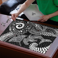 Aotearoa Maori Sea Animals Tribal Puzzle Manta Ray and Shark Moko Pattern Black Color