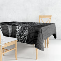 Aotearoa Maori Sea Animals Tribal Tablecloth Manta Ray and Shark Moko Pattern Black Color