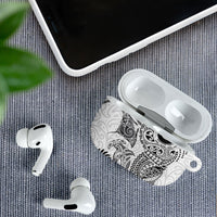 Aotearoa Maori Sea Animals Tribal AirPods Case Manta Ray and Shark Moko Pattern White Color