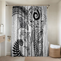 Aotearoa Maori Sea Animals Tribal Bathroom Set Manta Ray and Shark Moko Pattern White Color