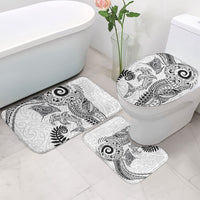 Aotearoa Maori Sea Animals Tribal Bathroom Set Manta Ray and Shark Moko Pattern White Color