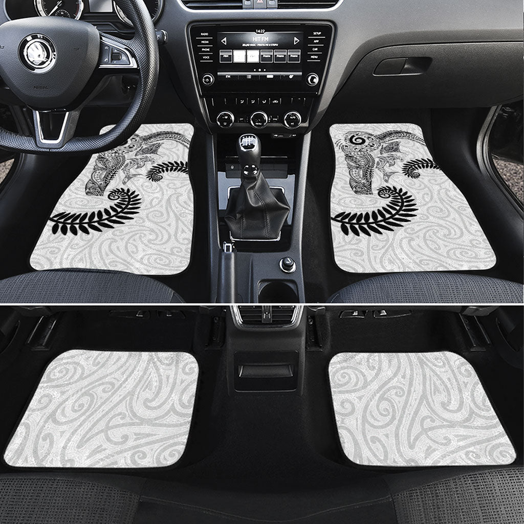 Aotearoa Maori Sea Animals Tribal Car Mats Manta Ray and Shark Moko Pattern White Color