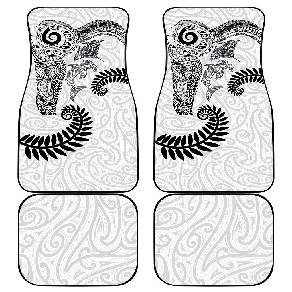 Aotearoa Maori Sea Animals Tribal Car Mats Manta Ray and Shark Moko Pattern White Color