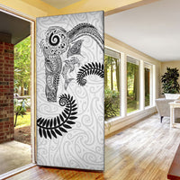 Aotearoa Maori Sea Animals Tribal Door Cover Manta Ray and Shark Moko Pattern White Color