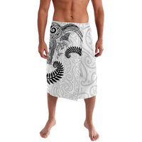 Aotearoa Maori Sea Animals Tribal Lavalava Manta Ray and Shark Moko Pattern White Color