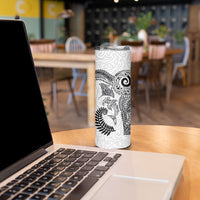 Aotearoa Maori Sea Animals Tribal Skinny Tumbler Manta Ray and Shark Moko Pattern White Color