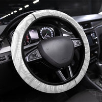 Aotearoa Maori Sea Animals Tribal Steering Wheel Cover Manta Ray and Shark Moko Pattern White Color