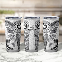 Aotearoa Maori Sea Animals Tribal Tumbler Cup Manta Ray and Shark Moko Pattern White Color