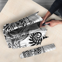 Aotearoa Maori Sea Animals Tribal Umbrella Manta Ray and Shark Moko Pattern White Color