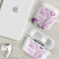 Aotearoa Maori Sea Animals Tribal AirPods Case Manta Ray and Shark Moko Pattern Pink Color