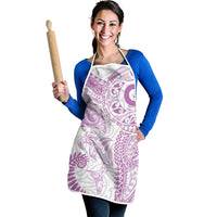Aotearoa Maori Sea Animals Tribal Apron Manta Ray and Shark Moko Pattern Pink Color