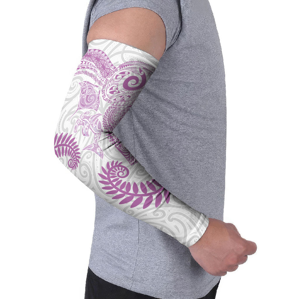 Aotearoa Maori Sea Animals Tribal Arm Sleeves Manta Ray and Shark Moko Pattern Pink Color