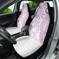 Aotearoa Maori Sea Animals Tribal Car Seat Cover Manta Ray and Shark Moko Pattern Pink Color