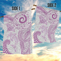 Aotearoa Maori Sea Animals Tribal Garden Flag Manta Ray and Shark Moko Pattern Pink Color