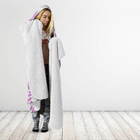 Aotearoa Maori Sea Animals Tribal Hooded Blanket Manta Ray and Shark Moko Pattern Pink Color