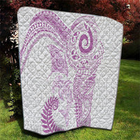 Aotearoa Maori Sea Animals Tribal Quilt Manta Ray and Shark Moko Pattern Pink Color