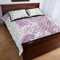 Aotearoa Maori Sea Animals Tribal Quilt Bed Set Manta Ray and Shark Moko Pattern Pink Color