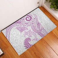 Aotearoa Maori Sea Animals Tribal Rubber Doormat Manta Ray and Shark Moko Pattern Pink Color