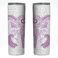 Aotearoa Maori Sea Animals Tribal Skinny Tumbler Manta Ray and Shark Moko Pattern Pink Color