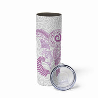 Aotearoa Maori Sea Animals Tribal Skinny Tumbler Manta Ray and Shark Moko Pattern Pink Color