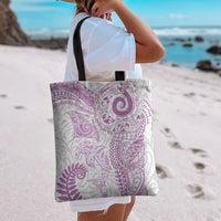 Aotearoa Maori Sea Animals Tribal Tote Bag Manta Ray and Shark Moko Pattern Pink Color