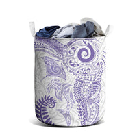 Aotearoa Maori Sea Animals Tribal Laundry Basket Manta Ray and Shark Moko Pattern Purple Color