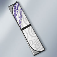 Aotearoa Maori Sea Animals Tribal Auto Sun Shade Manta Ray and Shark Moko Pattern Purple Color