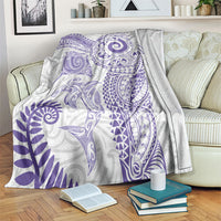 Aotearoa Maori Sea Animals Tribal Blanket Manta Ray and Shark Moko Pattern Purple Color