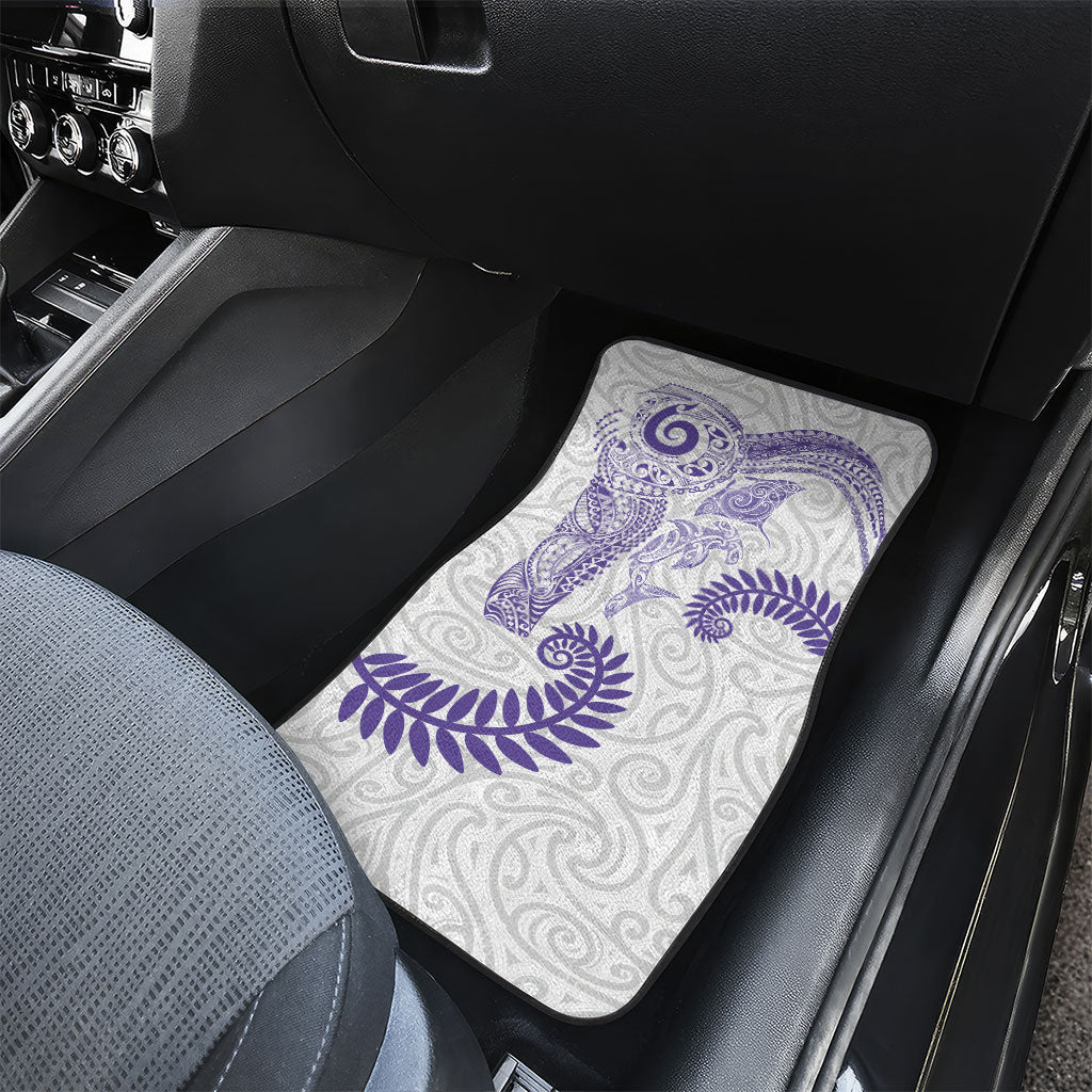 Aotearoa Maori Sea Animals Tribal Car Mats Manta Ray and Shark Moko Pattern Purple Color