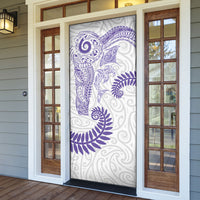 Aotearoa Maori Sea Animals Tribal Door Cover Manta Ray and Shark Moko Pattern Purple Color