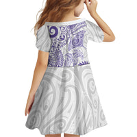 Aotearoa Maori Sea Animals Tribal Family Matching Off Shoulder Maxi Dress and Hawaiian Shirt Manta Ray and Shark Moko Pattern Purple Color