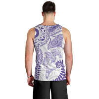 Aotearoa Maori Sea Animals Tribal Men Tank Top Manta Ray and Shark Moko Pattern Purple Color