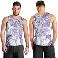 Aotearoa Maori Sea Animals Tribal Men Tank Top Manta Ray and Shark Moko Pattern Purple Color