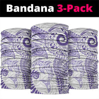 Aotearoa Maori Sea Animals Tribal Neck Gaiter Manta Ray and Shark Moko Pattern Purple Color
