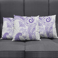 Aotearoa Maori Sea Animals Tribal Pillow Cover Manta Ray and Shark Moko Pattern Purple Color