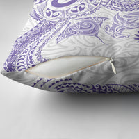 Aotearoa Maori Sea Animals Tribal Pillow Cover Manta Ray and Shark Moko Pattern Purple Color
