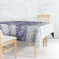 Aotearoa Maori Sea Animals Tribal Tablecloth Manta Ray and Shark Moko Pattern Purple Color