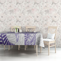 Aotearoa Maori Sea Animals Tribal Tablecloth Manta Ray and Shark Moko Pattern Purple Color