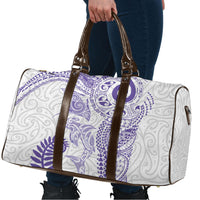 Aotearoa Maori Sea Animals Tribal Travel Bag Manta Ray and Shark Moko Pattern Purple Color
