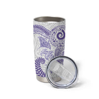 Aotearoa Maori Sea Animals Tribal Tumbler Cup Manta Ray and Shark Moko Pattern Purple Color