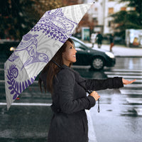 Aotearoa Maori Sea Animals Tribal Umbrella Manta Ray and Shark Moko Pattern Purple Color